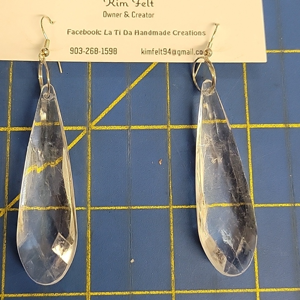 Dangle Clear Silver Tone Earrings